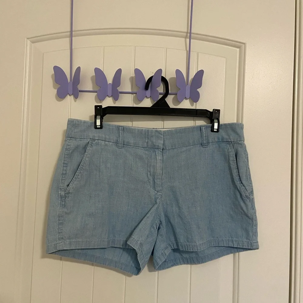 J. Crew women’s 100% cotton light blue thin lightweight summer shorts size 6‎